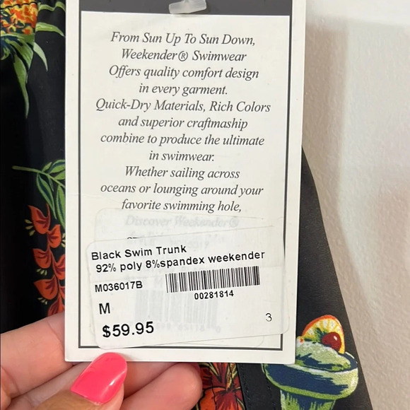 Weekenders Black and Orange Swim Trunks Vibrant Design - Picture 3 of 8